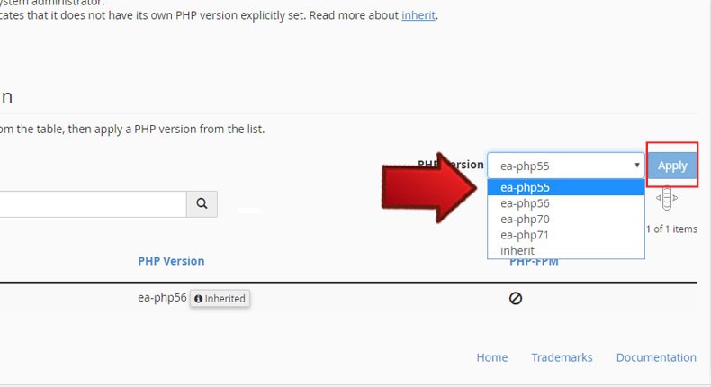 نسخه PHP در هاست سی پنل